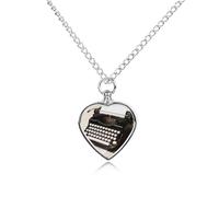 JTKBNVM Collier urne imperméable avec pendentif en forme de cœur pour cendres de machine à écrire vintage pour animal de compagnie - Cadeau de condoléances personnalisé pour chien et chat