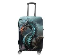 JTKBNVM Cool Dragon Housse de bagage approuvée par la TSA Housse élastique lavable Housse de protection anti-rayures pour valise de 48,3 à 76,2 cm, blanc, S