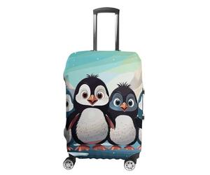 JTKBNVM Five Cute Penguins Housse de bagage approuvée par la TSA Housse élastique lavable Housse de protection anti-rayures pour valise de 48,3 à 76,2 cm, blanc, M