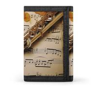 JTKBNVM Flûte Music Portefeuille à trois volets pour homme et femme Portefeuille fin à trois volets avec poche avant | Portefeuille polyvalent avec 8 porte-cartes de crédit, style, taille unique,