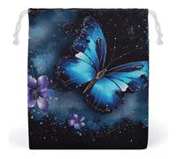 JTKBNVM Galaxie Bleu Papillon Mousseline Sacs Coton Cordon Sacs à Cordon de Serrage Sacs Cadeaux Toile Sacs de Noël Tissu Sacs Cadeau Sacs à Cordon Poche à Cordon Sacs à Cordon Sacs 1 Pc