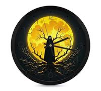 JTKBNVM Ghost of Dead Horloge murale en bois à piles 25,4 cm ronde silencieuse sans tic-tac facile à lire pour salon, salle de bain, cuisine, salle de classe, chambre à coucher, bureau - Noir