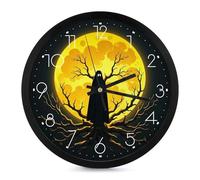 JTKBNVM Ghost of Dead Horloge murale en bois à piles 25,4 cm ronde silencieuse sans tic-tac, horloges faciles à lire pour salon, salle de bain, cuisine, salle de classe, chambre à coucher, bureau
