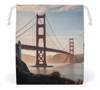 JTKBNVM Golden Gate Bridge Sacs en mousseline de coton avec cordon de serrage Sacs cadeaux en toile Sacs de Noël Sacs cadeaux en tissu Pochette à bijoux Pochettes à cordon 1 pièce