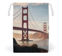 JTKBNVM Golden Gate Bridge Sacs en mousseline de coton avec cordon de serrage Sacs cadeaux en toile Sacs de Noël Sacs cadeaux en tissu Pochette à bijoux Pochettes à cordon 1 pièce