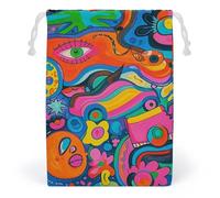 JTKBNVM Graffiti Art Hippie Style Mousseline Sacs en Coton Cordon de serrage Sacs Cadeaux Toile Sacs de Noël Sacs Cadeaux en Tissu Pochette à Bijoux Pochettes à Cordon 1 Pc, Style, 1 Pièce, Style :, 1