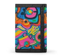 JTKBNVM Graffiti Art Portefeuille à trois volets de style hippie pour homme et femme Portefeuille fin à trois volets avec poche avant | Portefeuille polyvalent avec 8 porte-cartes de crédit, style,