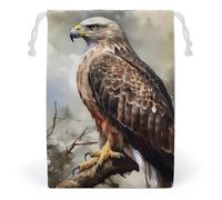 JTKBNVM Hawk Sitting In The Tree Sacs en mousseline de coton avec cordon de serrage Sacs cadeaux en toile Sacs de Noël Sacs cadeaux en tissu Pochette à bijoux Pochettes à cordon 1 Pc