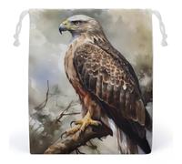 JTKBNVM Hawk Sitting In The Tree Sacs en mousseline de coton avec cordon de serrage Sacs cadeaux en toile Sacs de Noël Sacs cadeaux en tissu Pochette à bijoux Pochettes à cordon 1 Pc
