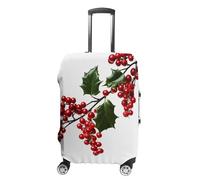 JTKBNVM Holly Berry Branches Housse de bagage approuvée par la TSA Housse de bagage élastique lavable Housse de protection anti-rayures pour valise de 48,3 à 76,2 cm, blanc, XL