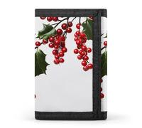 JTKBNVM Holly Berry Branches Portefeuille à trois volets pour homme et femme Portefeuille fin à trois volets avec poche avant | Portefeuille polyvalent avec 8 porte-cartes de crédit, style, taille
