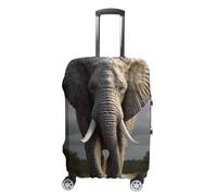 JTKBNVM Housse de bagage 3D en forme d'éléphant approuvée par la TSA - Housse élastique lavable - Housse de protection anti-rayures pour valise de 48,3 à 76,2 cm, blanc, L