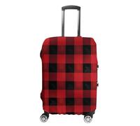 JTKBNVM Housse de bagage à carreaux rouge et noir - Approuvée par la TSA - Housse élastique lavable - Housse de protection anti-rayures pour valise de 48 à 76,2 cm, blanc, L