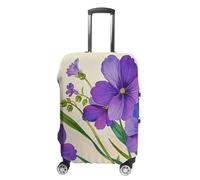 JTKBNVM Housse de bagage à fleur violette aquarelle approuvée par la TSA - Housse de bagage élastique lavable - Housse de protection anti-rayures pour valise de 48 à 76 cm, blanc, M