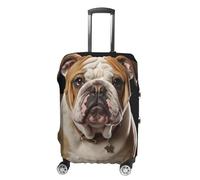 JTKBNVM Housse de bagage à motif bulldog anglais approuvée par la TSA - Housse élastique lavable - Housse de protection anti-rayures pour valise de 48,3 à 76,2 cm, blanc, L