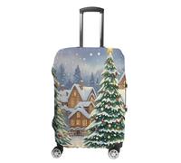 JTKBNVM Housse de bagage à motif d'arbre de Noël approuvée par la TSA - Housse élastique lavable - Housse de protection anti-rayures pour valise de 48 à 76 cm, blanc, L