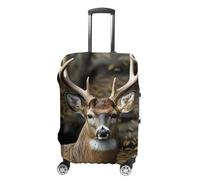 JTKBNVM Housse de bagage à motif de cerf camouflage approuvée par la TSA - Housse de protection élastique lavable et anti-rayures pour valise de 48,3 à 76,2 cm, blanc, L