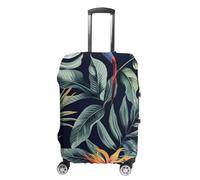 JTKBNVM Housse de bagage à motif de feuilles tropicales approuvées par la TSA - Housse élastique lavable - Housse de protection anti-rayures pour valise de 48,3 à 76,2 cm, blanc, XL