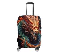 JTKBNVM Housse de bagage à motif dragon chinois approuvée par la TSA - Housse de protection élastique lavable et anti-rayures pour valise de 48,3 à 76,2 cm, blanc, M