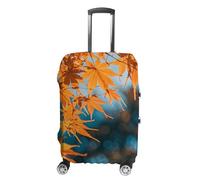 JTKBNVM Housse de bagage à motif feuilles d'érable d'automne approuvée par la TSA - Housse élastique lavable - Housse de protection anti-rayures pour valise de 48,3 à 76,2 cm, blanc, L