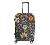 JTKBNVM Housse de bagage à motif fleurs de nombreuses couleurs, approuvée par la TSA - Housse élastique lavable - Housse de protection anti-rayures pour valise de 48,3 à 76,2 cm, blanc, L