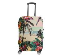JTKBNVM Housse de bagage à motif floral tropical, approuvée par la TSA, housse élastique lavable, housse de protection anti-rayures pour valise de 48,3 à 76,2 cm, blanc, L