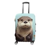 JTKBNVM Housse de bagage à motif loutre mignonne approuvée par la TSA - Housse élastique lavable - Protection anti-rayures pour valise de 48 à 76 cm, blanc, M