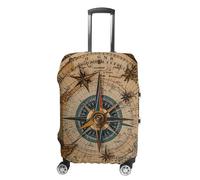 JTKBNVM Housse de bagage avec boussole et carte du monde ancienne - Approuvée par la TSA - Housse élastique lavable - Housse de protection anti-rayures pour valise de 48,3 à 76,2 cm, blanc, L