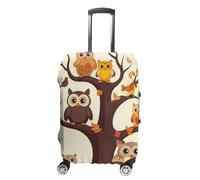 JTKBNVM Housse de bagage avec motif chouette sur un arbre - Approuvée par la TSA - Élastique - Lavable - Anti-rayures - Convient aux valises de 48 à 76,2 cm, blanc, M