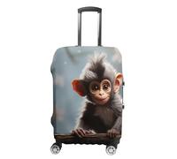 JTKBNVM Housse de bagage avec motif singe mignon approuvé par la TSA - Housse élastique lavable - Housse de protection anti-rayures pour valise de 48,3 à 76,2 cm, blanc, L