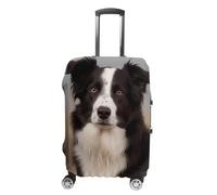 JTKBNVM Housse de bagage Border Collie approuvée par la TSA - Housse élastique lavable - Housse de protection anti-rayures pour valise de 48,3 à 76,2 cm, blanc, M