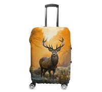 JTKBNVM Housse de bagage Cerf dans l'herbe Approuvée par la TSA Housse de bagage élastique lavable Housse de protection anti-rayures pour valise de 48,3 à 76,2 cm, blanc, S