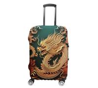 JTKBNVM Housse de bagage chinoise Dragon approuvée par la TSA - Housse élastique lavable - Protection anti-rayures pour valise de 48,3 à 76,2 cm, blanc, L