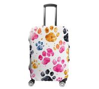 JTKBNVM Housse de bagage colorée en forme de pattes de chien approuvées par la TSA - Housse de protection élastique lavable et anti-rayures pour valise de 48,3 à 76,2 cm, blanc, L