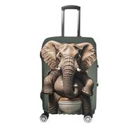 JTKBNVM Housse de bagage éléphant assise approuvée par la TSA - Housse élastique lavable - Housse de protection anti-rayures pour valise de 48,3 à 76,2 cm, blanc, L
