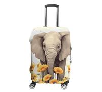JTKBNVM Housse de bagage éléphant et tournesol approuvée par la TSA - Housse élastique lavable - Housse de protection anti-rayures pour valise de 48 à 76 cm, blanc, M