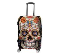 JTKBNVM Housse de bagage en forme de crânes en sucre approuvée par la TSA - Housse élastique lavable - Housse de protection anti-rayures pour valise de 48,3 à 76,2 cm, blanc, XL