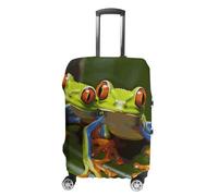 JTKBNVM Housse de bagage en forme de grenouille aux yeux rouges, approuvée par la TSA - Housse élastique lavable et anti-rayures pour valise de 48,3 à 76,2 cm, blanc, L