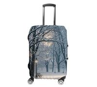 JTKBNVM Housse de bagage en hiver et neige qui tombe dans le parc, approuvée par la TSA, housse élastique lavable, housse de protection anti-rayures pour valise de 48,3 à 76,2 cm, blanc, S