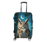 JTKBNVM Housse de bagage exotique nocturne en forme de chouette approuvée par la TSA - Housse élastique lavable - Housse de protection anti-rayures pour valise de 48,3 à 76,2 cm, blanc, M