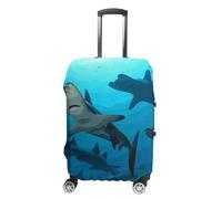 JTKBNVM Housse de bagage Hammerhead Sharks approuvée par la TSA - Housse de bagage élastique lavable - Housse de protection anti-rayures pour valise de 48,3 à 76,2 cm, blanc, L