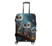 JTKBNVM Housse de bagage Hibou sur un arbre - Approuvée par la TSA - Housse élastique lavable - Housse de protection anti-rayures pour valise de 48 à 76,2 cm, blanc, S