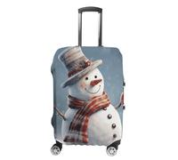 JTKBNVM Housse de bagage humoristique de Noël avec motif bonhomme de neige approuvée par la TSA - Housse élastique lavable - Housse de protection anti-rayures pour valise de 48,3 à 76,2 cm, blanc, L