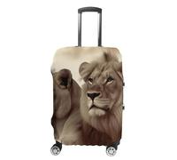 JTKBNVM Housse de bagage motif lion africain et lionne - Approuvée par la TSA - Élastique - Lavable - Anti-rayures - Convient aux valises de 48 à 76,2 cm, blanc, M