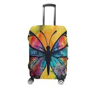JTKBNVM Housse de bagage papillon tie dye approuvée par la TSA - Housse élastique lavable - Housse de protection anti-rayures pour valise de 48,3 à 76,2 cm, blanc, S