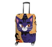 JTKBNVM Housse de bagage pour chat d'Halloween approuvée par la TSA - Housse de bagage élastique lavable - Housse de protection anti-rayures pour valise de 48 à 76 cm, blanc, S