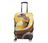 JTKBNVM Housse de bagage Python jaune et blanc approuvée par la TSA - Housse élastique lavable - Housse de protection anti-rayures pour valise de 48 à 76,2 cm, blanc, M