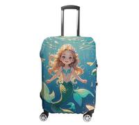 JTKBNVM Housse de bagage sirène approuvée par la TSA - Housse élastique lavable - Protection anti-rayures pour valise de 48,3 à 76,2 cm, blanc, L