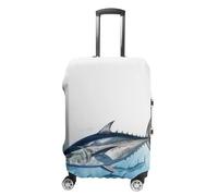 JTKBNVM Housse de bagage Thunnus Thunnus Thunnus approuvée par la TSA, élastique, lavable, housse de protection anti-rayures pour valise de 48,3 à 76,2 cm, blanc, S