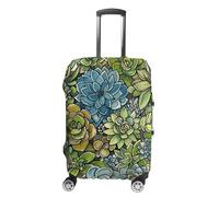 JTKBNVM Housse de bagage verte avec image succulente approuvée par la TSA - Housse de bagage élastique lavable - Housse de protection anti-rayures pour valise de 48,3 à 76,2 cm, blanc, M